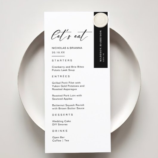 Klassieke Elegante Zwart-Wit Winter Huwelijk Menu