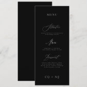 Klassieke Elegante Zwart Zilveren Kalligrafie Brui Menu (Voorkant / Achterkant)