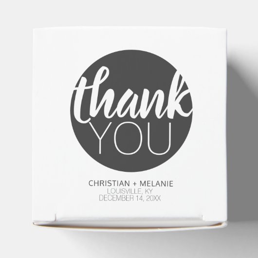 Klassieke Elegante Zwarte Cirkel Dank u Bruiloft Bedankdoosjes (Bovenkant)