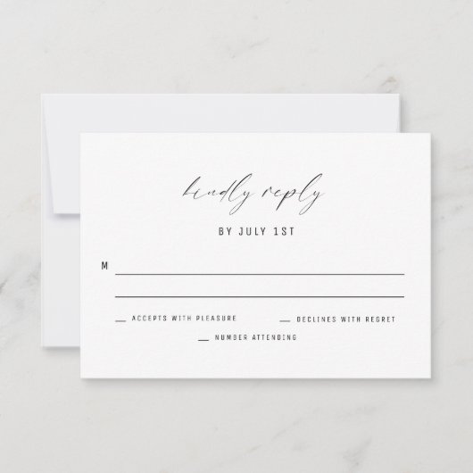 Klassieke elegante zwarte en witte bruiloft kaart (Voorkant)