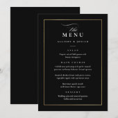Klassieke Elegante Zwarte en Witte Bruiloft Menu (Voorkant / Achterkant)