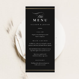 Klassieke Elegante Zwarte en Witte Bruiloft Menu