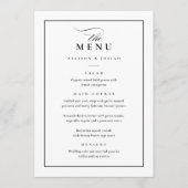 Klassieke Elegante Zwarte en Witte Bruiloft Menu (Voorkant)