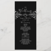 Klassieke Elegante Zwarte en Witte Bruiloft Programmakaart (Voorkant)