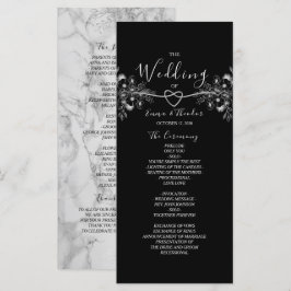 Klassieke Elegante Zwarte en Witte Bruiloft Programmakaart