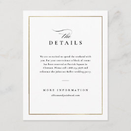 Klassieke Elegante Zwarte en Witte Trouwdetails Informatiekaartje