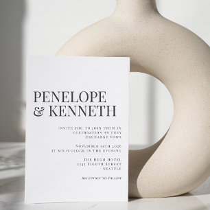 Klassieke Elegante Zwarte en Witte Typografie Trou Kaart