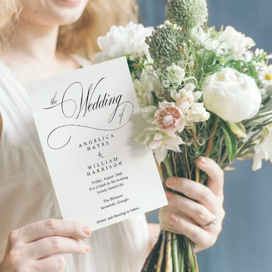 KLASSIEKE ELEGANTE ZWARTE EN WITTE WEDDINVITATIE KAART