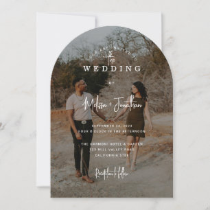 Klassieke Elegante Zwarte Foto Overlay Bruiloft Kaart