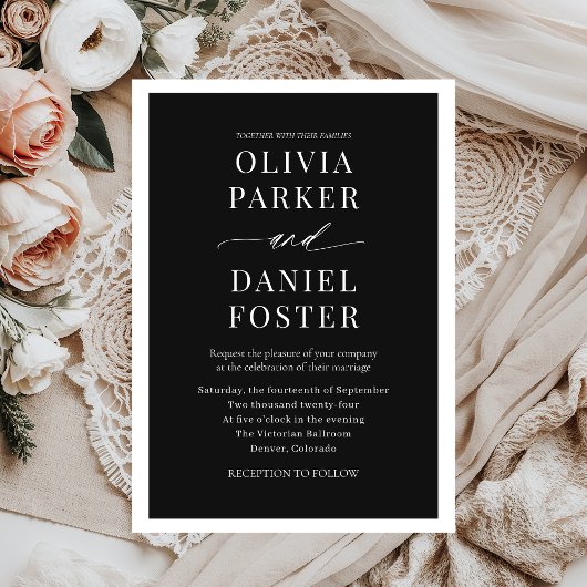 Klassieke Elegante Zwarte Moderne Minimalistische  Kaart