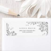 Klassieke Elegante Zwarte Witte Bloemige Bruiloft