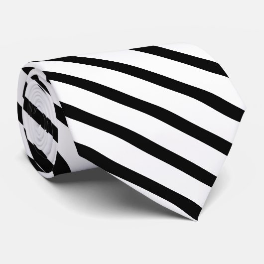 Klassieke elegante zwarte witte strepen Solid Colo Stropdas (Opgerold)