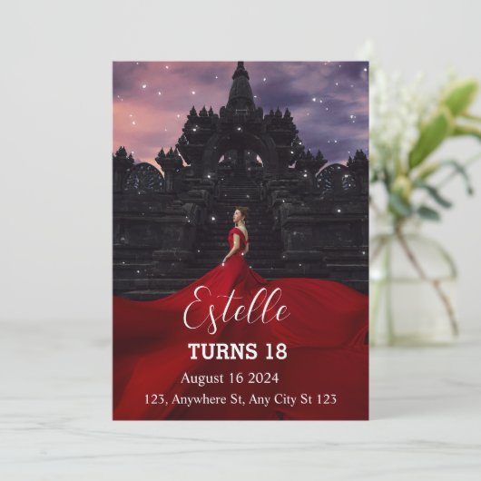 Klassieke elegantie 18e verjaardag uitnodiging (Staand voorkant)