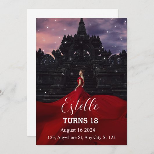 Klassieke elegantie 18e verjaardag uitnodiging (Voorkant / Achterkant)
