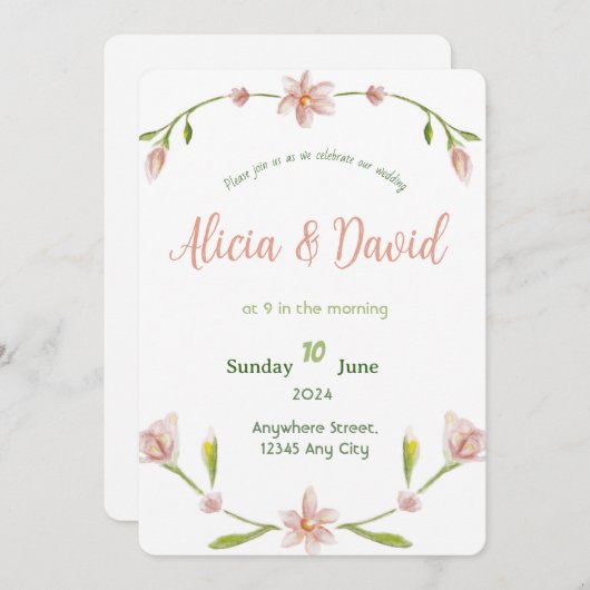 Klassieke Elegantie bruiloft uitnodiging (Voorkant / Achterkant)