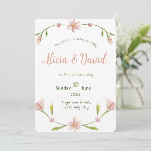 Klassieke Elegantie bruiloft uitnodiging (Staand voorkant)