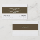 Klassieke elegantie bruin en wit visitekaartje (Voorkant / Achterkant)