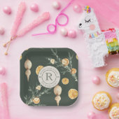 Klassieke Elegantie: Chique Monogrammed Kerstmis Papieren Bordje (Feest)