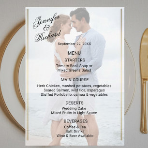 Klassieke Elegantie Foto Dubbelzijdig Trouwmenu Menu
