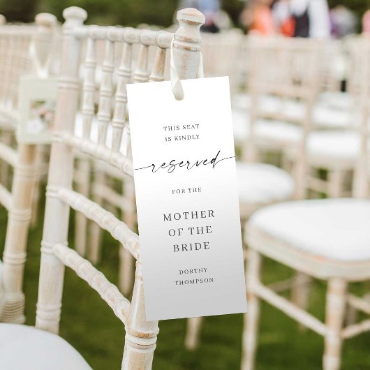 Klassieke elegantie gereserveerde stoel label sjab save the date