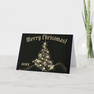 Klassieke Elegantie Gouden Glans Sterren Kerstboom Bedankkaart