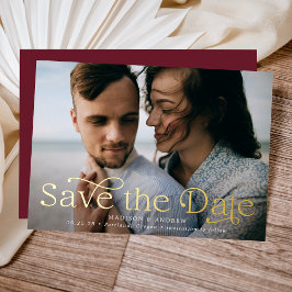 Klassieke Elegantie Horizontale Foto Save the Date Folie Uitnodiging