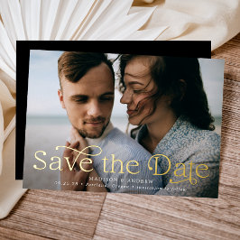 Klassieke Elegantie Horizontale Foto Save the Date Folie Uitnodiging