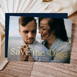 Klassieke Elegantie Horizontale Foto Save the Date Folie Uitnodiging