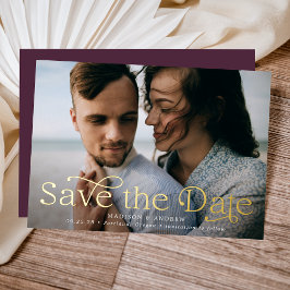 Klassieke Elegantie Horizontale Foto Save the Date Folie Uitnodiging
