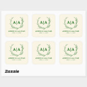 Klassieke Elegantie Ivoor en Smaragd Islamitische Vierkante Sticker (Vel)