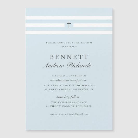 Klassieke Elegantie Jongens Doop Uitnodiging (Voorkant)