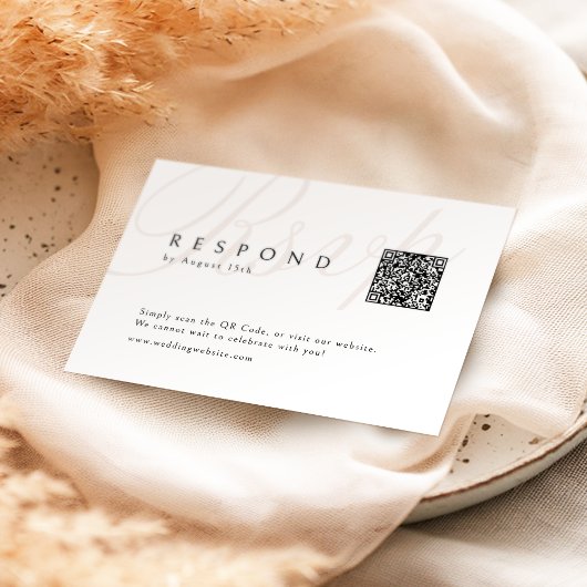 Klassieke Elegantie Kalligrafie Bruiloft QR-code RSVP Kaartje