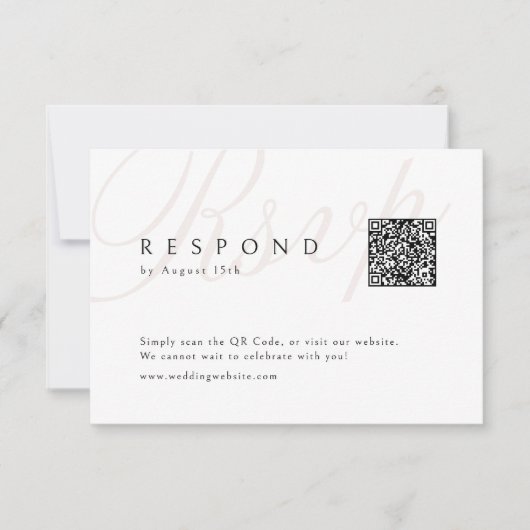 Klassieke Elegantie Kalligrafie Bruiloft QR-code RSVP Kaartje (Voorkant)