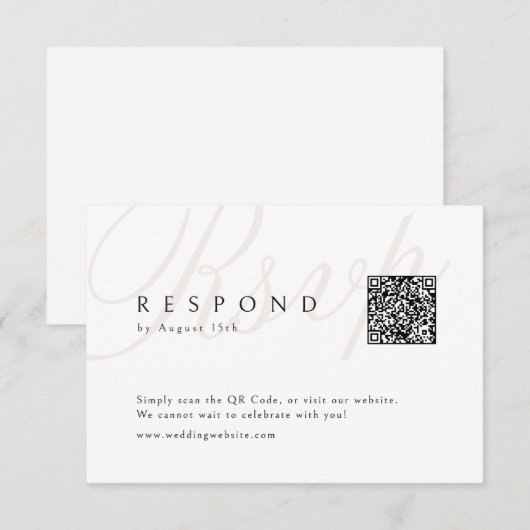 Klassieke Elegantie Kalligrafie Bruiloft QR-code RSVP Kaartje (Voorkant / Achterkant)