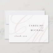 Klassieke Elegantie Kalligrafie Monogram Bruiloft Bedankkaart (Voorkant)