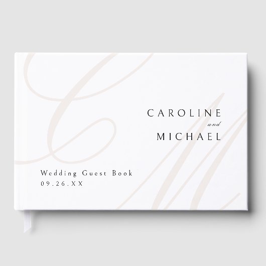 Klassieke Elegantie Kalligrafie Monogram Bruiloft Gastenboek (Voorkant)