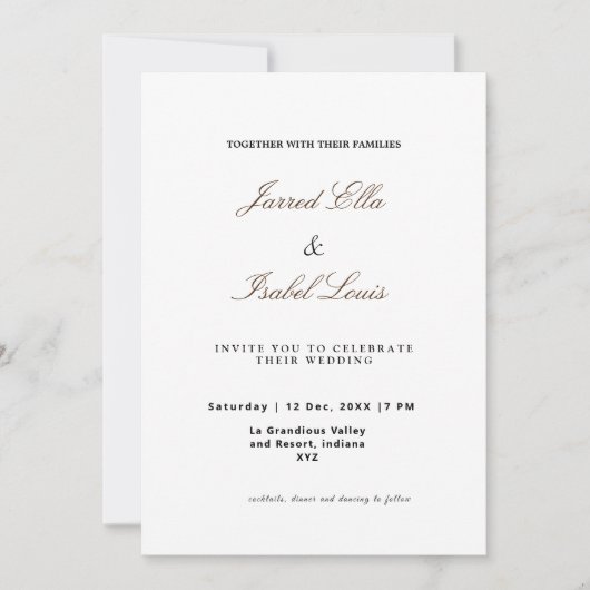 Klassieke elegantie met eenvoudig script kaart (Voorkant)