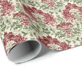 Klassieke Elegantie Rood en Groen Kerstmasker Cadeaupapier (Rol Hoek)