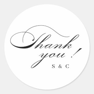 Klassieke elegantie script bedankt eenvoudig ronde sticker