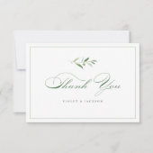 Klassieke elegantie script eenvoudig groen bedankkaart (Voorkant)