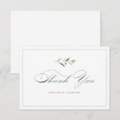 Klassieke elegantie script eenvoudig groen bedankkaart (Voorkant / Achterkant)