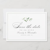 Klassieke elegantie script eenvoudig groen opslaan save the date (Voorkant)