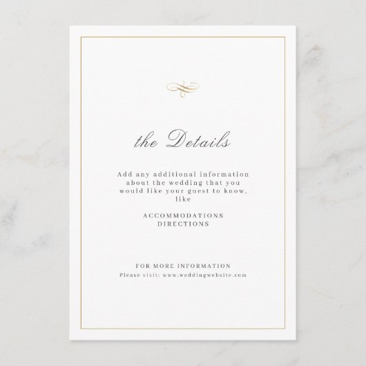 Klassieke Elegantie Script Eenvoudige bruiloft det Informatiekaartje (Voorkant)