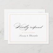 Klassieke Elegantie Script Eenvoudige bruiloft RSV Uitnodiging Briefkaart (Voorkant / Achterkant)