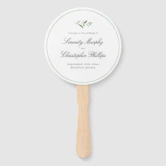 Klassieke Elegantie Script groen bruiloft programm Handwaaier (Voorkant)
