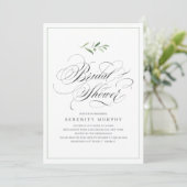 Klassieke Elegantie Script Groene Bruiloftsdouche Kaart (Staand voorkant)