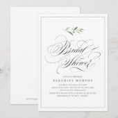 Klassieke Elegantie Script Groene Bruiloftsdouche Kaart (Voorkant / Achterkant)