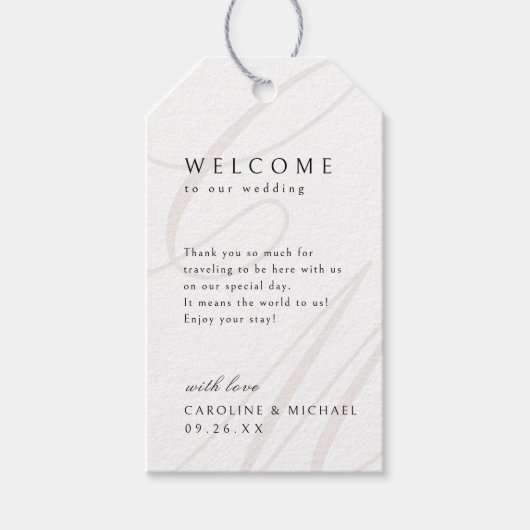 Klassieke Elegantie Script monogram bruiloft gunst Cadeaulabel (Voorkant)