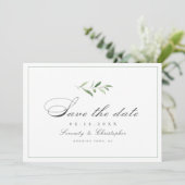 Klassieke Elegantie Script Simpele Groene Save The Date (Staand voorkant)