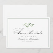 Klassieke Elegantie Script Simpele Groene Save The Date (Voorkant / Achterkant)